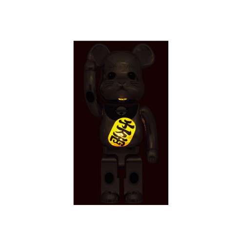 Оригинальная большая фигурка Bearbrick Maneki Neko Gold-plated (Light-Up) 1000% - 70см
