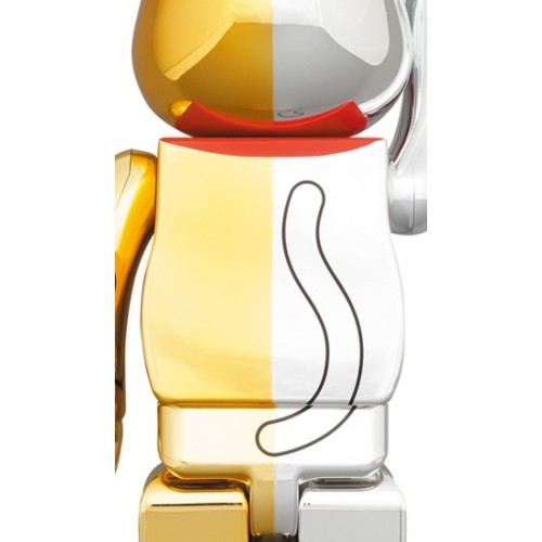 Оригинальный набор фигурок Bearbrick Maneki Neko Good Luck Silver x Ten Million Gold 100% & 400% Set Silver/Gold - 7см и 28см