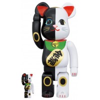 Bearbrick Maneki Neko Invitation Black x Fortune White 100% & 400% Set