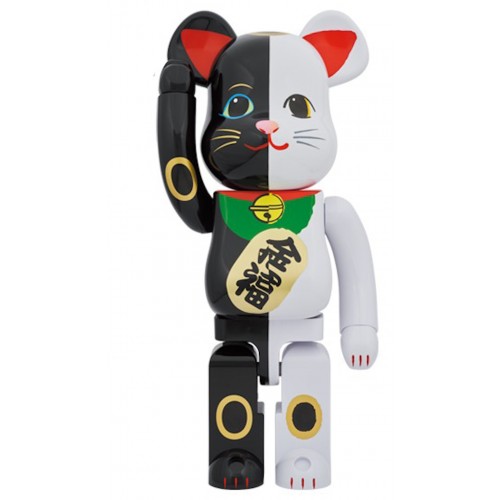 Оригинальная большая фигурка Bearbrick Maneki Neko Invitation Black x Fortune White 1000 - 70см