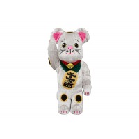 Фигурка (28см) Bearbrick Maneki Neko Kigurumi 400% Silver