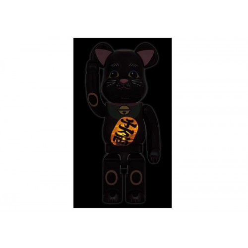 Оригинальная большая фигурка Bearbrick Maneki Neko Luminous 1000% Black Plated - 70см