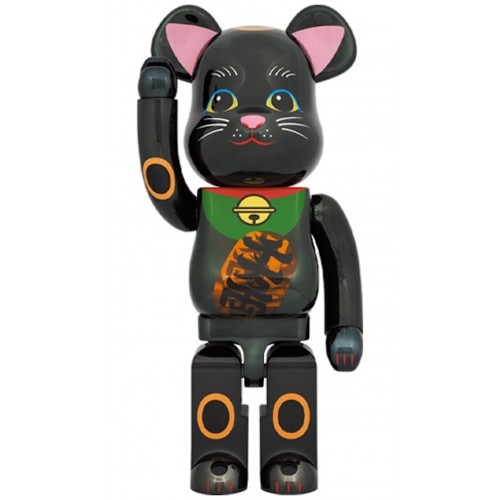Оригинальная большая фигурка Bearbrick Maneki Neko Luminous 1000% Black Plated - 70см