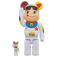 Набор фигурок (7см и 28см) Bearbrick Maneki Neko Peko-chan Fuku 100% & 400% Set