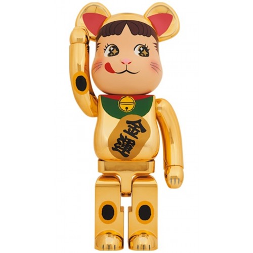 Оригинальная большая фигурка Bearbrick Maneki Neko Peko-chan Money Luck 1000% Gold Plated - 70см