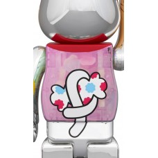 Bearbrick Maneki Neko Peko-Chan Silver Plated Glow In The Dark Milky 100% & 400% Set