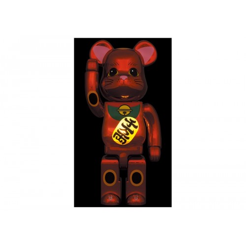 Оригинальная фигурка Bearbrick Maneki Neko Plum Gold Plating Luminous 400% - 28см