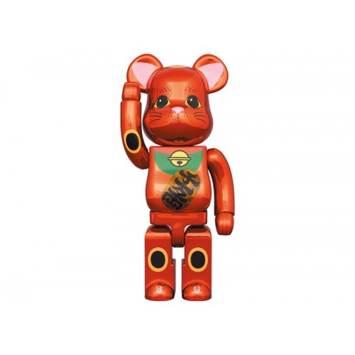 Оригинальная фигурка Bearbrick Maneki Neko Plum Gold Plating Luminous 400% - 28см