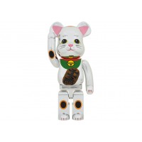 Большая фигурка (70см) Bearbrick Maneki Neko Silver Plated Luminous 1000%