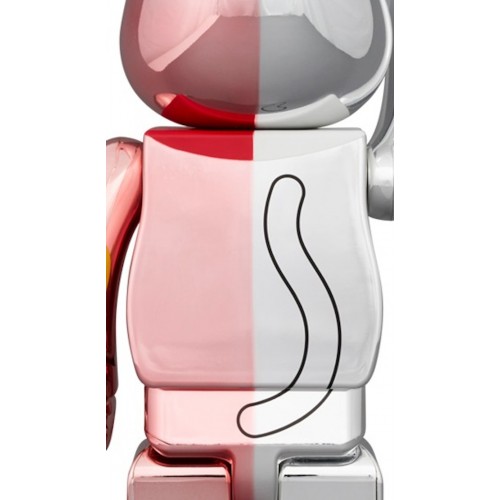 Оригинальный набор фигурок Bearbrick Maneki Neko Ten Man Ryo 100% & 400% Set Silver/Pink Plated - 7см и 28см
