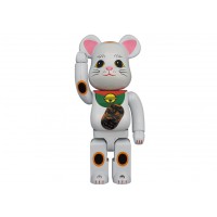 Фигурка (28см) Bearbrick Maneki Neko White Plated Luminous 400%