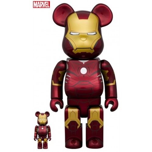 Оригинальный набор фигурок Bearbrick Marvel The Infinity Saga Iron Man Mark III 100% & 400% Set - 7см и 28см