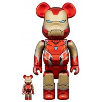 Набор фигурок (7см и 28см) Bearbrick Marvel The Infinity Saga Iron Man Mark85 100% & 400% Set Chorme