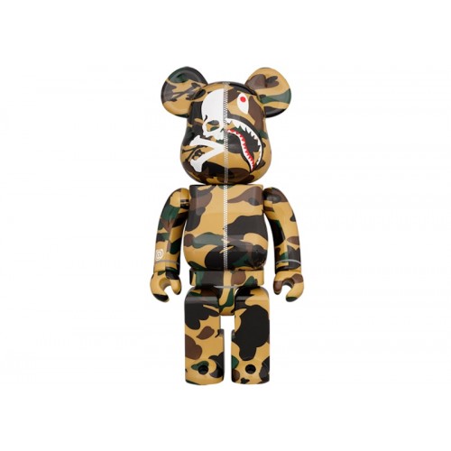 Оригинальная большая фигурка Bearbrick Mastermind vs Bape(R) 1000% Yellow Camo - 70см