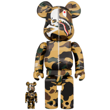 Набор фигурок (7см и 28см) Bearbrick Mastermind vs Bape(R)  100% & 400% Set Yellow Camo