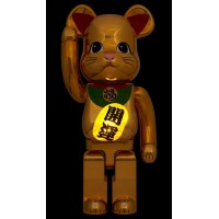 Bearbrick Medicom Lucky Cat Good Luck Luminous 1000% Gold Plated