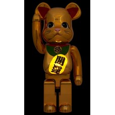 Bearbrick Medicom Lucky Cat Good Luck Luminous 1000% Gold Plated