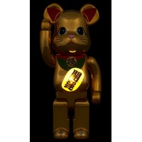 Bearbrick Medicom Lucky Cat Good Luck Luminous 400% Gold Plated