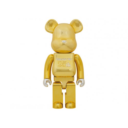 Оригинальная большая фигурка Bearbrick Medicom Toy 25th Anniversary 1000% Gold Chrome - 70см