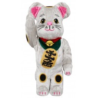 Фигурка (28см) Bearbrick Medicom Toy Lucky Cat Kigurumi 400 Silver