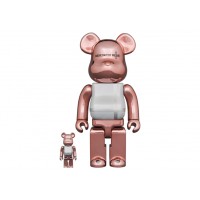 Набор фигурок (7см и 28см) Bearbrick Medicom Toy Plus 100% & 400% Set Pink Gold Chrome Ver.