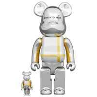 Набор фигурок (7см и 28см) Bearbrick MEDICOM TOY PLUS 100% & 400% Set SILVER CHROME Ver.