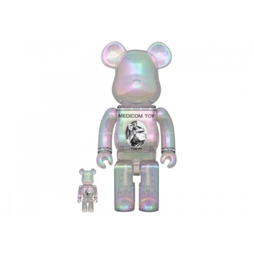 Набор из двух фигурок Bearbrick Medicom Toy Tokyo Centurion Clear Chrome 100% & 400% Set - 7см и 28см.