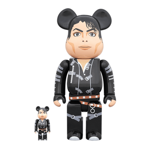 Оригинальный набор фигурок Bearbrick Michael Jackson "Bad" 100% & 400% Set Black - 7см и 28см