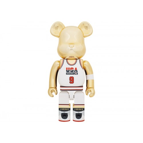 Оригинальная большая фигурка Bearbrick Michael Jordan 1992 Team USA (Dream Team) 1000% Gold Chrome - 70см