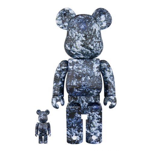 Оригинальный набор фигурок Bearbrick Mika Ninagawa Yosakura 100% & 400% Set Black/Blue - 7см и 28см