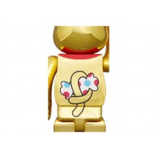 Bearbrick Milky Maneki Neko Peko-chan Money Luck Double Oval 100% & 400% Set Gold Plated