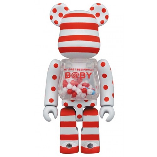 Оригинальный набор фигурок Bearbrick My First Baby 100% & 400% Set Red & Silver Chrome Ver. - 7см и 28см