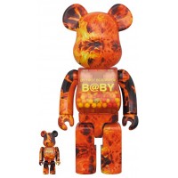 Набор фигурок (7см и 28см) Bearbrick My First BaBy "Flame" 100% & 400% Set