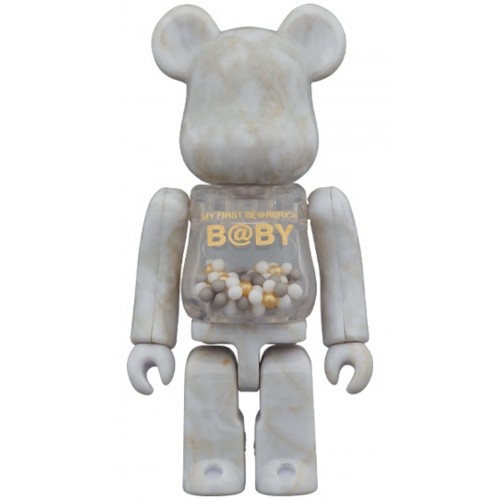 Оригинальный набор фигурок Bearbrick My First Baby Marble Ver. 100% & 400% Set White & Gold - 7см и 28см