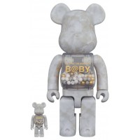 Набор фигурок (7см и 28см) Bearbrick My First Baby Marble Ver. 100% & 400% Set White & Gold