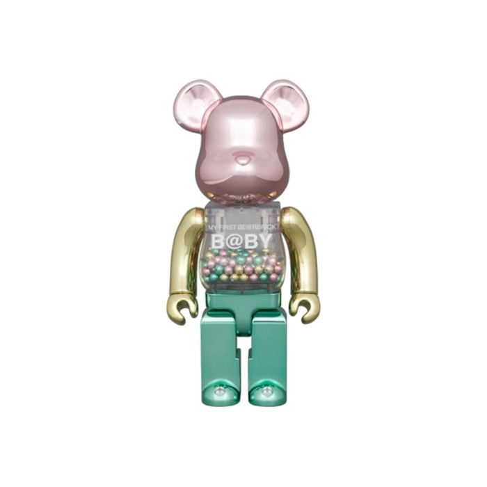 Набор из двух фигурок Bearbrick My First Be@rbrick 1st Color Chrome 100% & 400% Set - 7см и 28см.