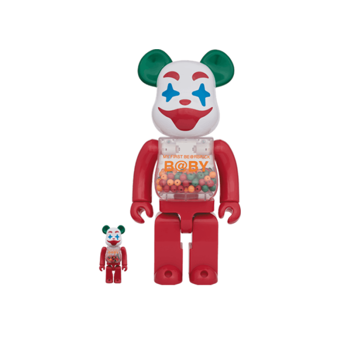 Оригинальный набор фигурок Bearbrick MY FIRST BE@RBRICK Jester Ver. 100% & 400% Set Red Multicolor - 7см и 28см