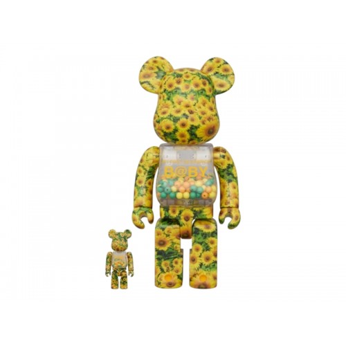 Набор из двух фигурок Bearbrick My First Bearbrick Sunflower 100% & 400% Set - 7см и 28см.