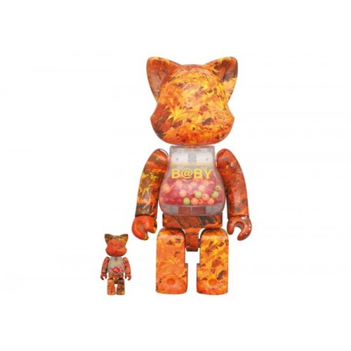 Оригинальный набор фигурок Bearbrick My First Nyabrick Baby Autumn Leaves Ver. 100% & 400% Set - 7см и 28см