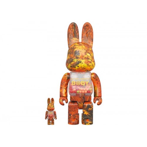 Оригинальный набор фигурок Bearbrick My First Rabbrick Baby Autumn Leaves Ver. 100% & 400% Set - 7см и 28см