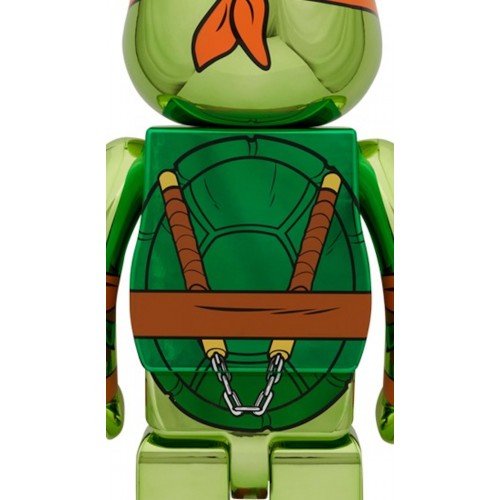 Оригинальная большая фигурка Bearbrick Nickelodeon Teenage Mutant Ninja Turtles Michelangelo 1000% Chrome - 70см