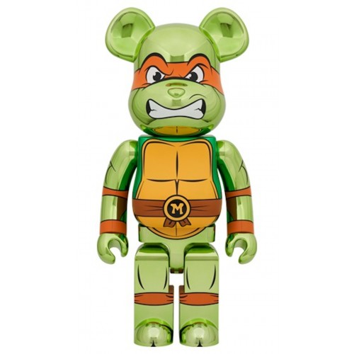 Оригинальная большая фигурка Bearbrick Nickelodeon Teenage Mutant Ninja Turtles Michelangelo 1000% Chrome - 70см