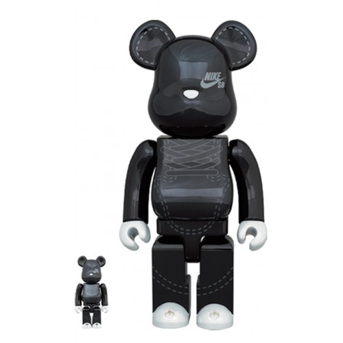 Оригинальный набор фигурок Bearbrick NIKE SB 2020 100% & 400% Set Black - 7см и 28см