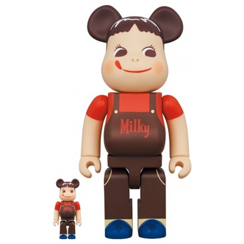 Оригинальный набор фигурок Bearbrick Peko-chan Chocolate Milky 100% & 400% Set - 7см и 28см