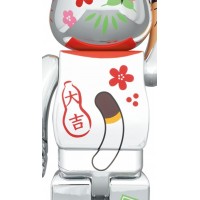 Bearbrick Peko Lucky Cat Peko-chan Lucky 100% & 400% Set Silver