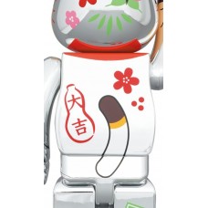 Bearbrick Peko Lucky Cat Peko-chan Lucky 100% & 400% Set Silver