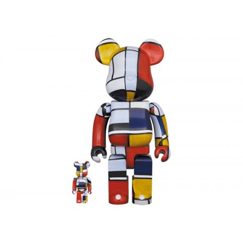 Оригинальный набор фигурок Bearbrick Piet Mondrian 100% & 400% Set Multi - 7см и 28см