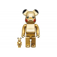 Набор фигурок (7см и 28см) Bearbrick Pikachu 100% & 400% Set Gold Chrome Ver.