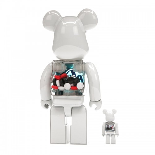Набор из двух фигурок Bearbrick PiL 100% & 400% Set Chrome Ver. - 7см и 28см.