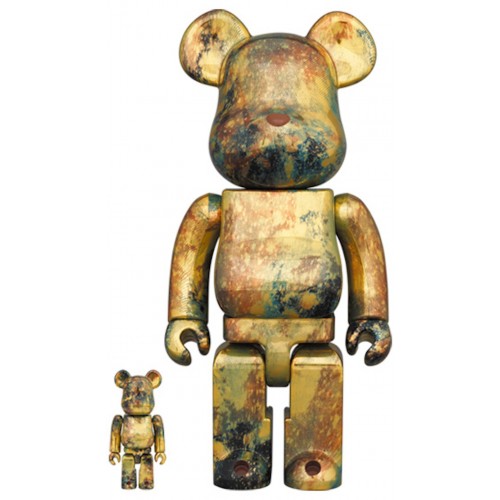 Набор из двух фигурок Bearbrick PUSHEAD #5 100% & 400% Set Gold - 7см и 28см.